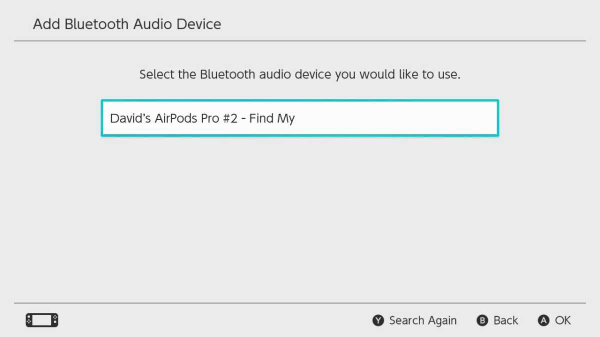 Cómo emparejar AirPods con Nintendo Switch: Confirmar dispositivo